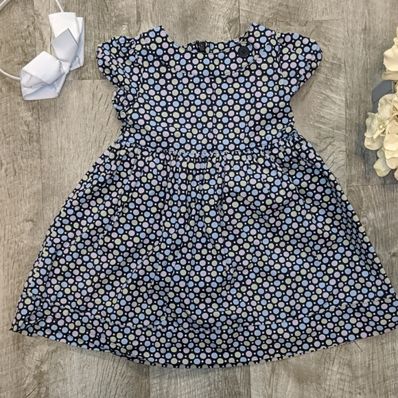 Gymboree Other - Navy Retro Dress with Pastel Polka Dots & Button
